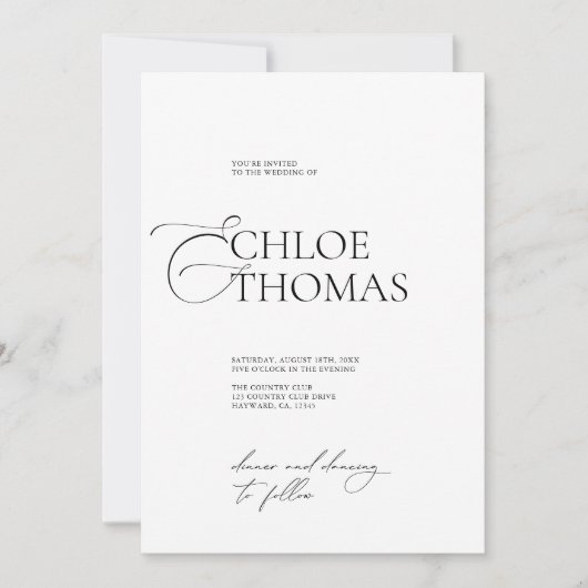 Elegant minimalistisch calligrafisch huwelijk kaart (Voorkant)