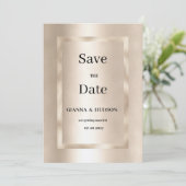 Elegant minimalistisch champagnegoud Save the Date Kaart (Staand voorkant)