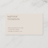 Elegant minimalistisch Cream Professional Visitekaartje (Achterkant)