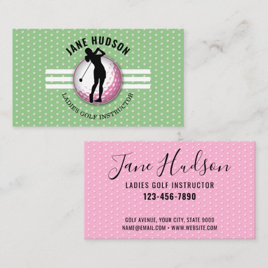 Elegant minimalistisch dames golfontwerp visitekaartje (Voorkant / Achterkant)
