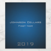 Elegant minimalistisch deep Blue Vignette Custom Wijn Etiket (Enkel label)