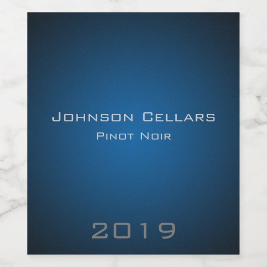 Elegant minimalistisch deep Blue Vignette Custom Wijn Etiket (Enkel label)