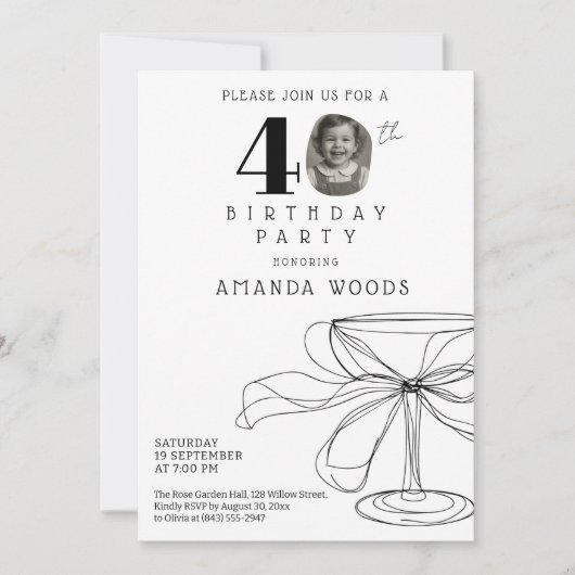 Elegant minimalistisch design 40ste verjaardagsfee kaart (Voorkant)