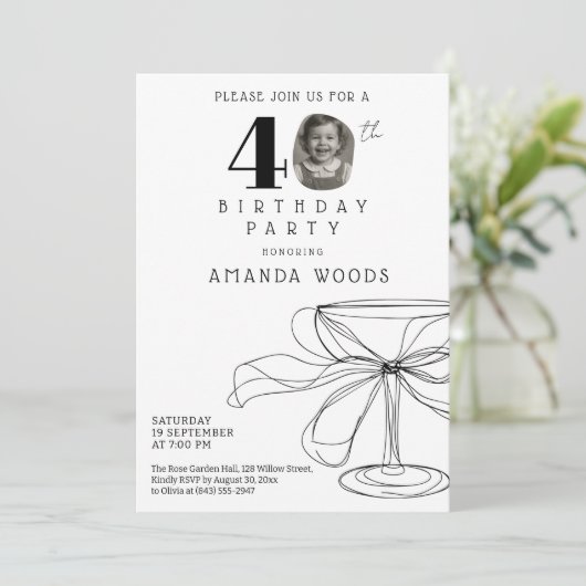 Elegant minimalistisch design 40ste verjaardagsfee kaart (Staand voorkant)