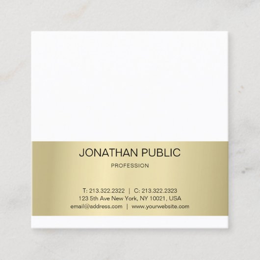 Elegant minimalistisch design Gold Effect Plain Tr Vierkante Visitekaartje (Voorkant)