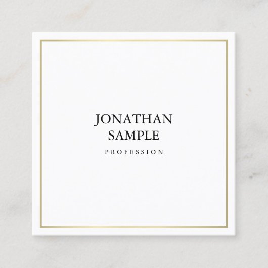 Elegant minimalistisch design Gold look Modern Pla Vierkante Visitekaartje (Voorkant)