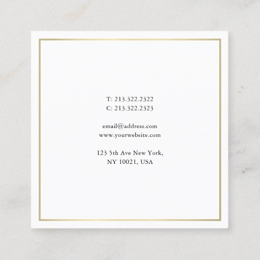 Elegant minimalistisch design Gold look Modern Pla Vierkante Visitekaartje (Achterkant)