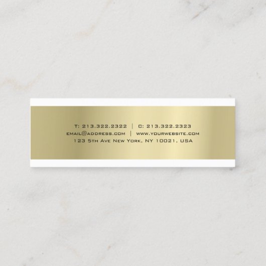 Elegant minimalistisch design Gold Plain Luxury Mo Mini Visitekaartje (Achterkant)