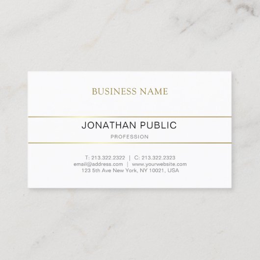 Elegant Minimalistisch design Gold White Trendy Visitekaartje (Achterkant)