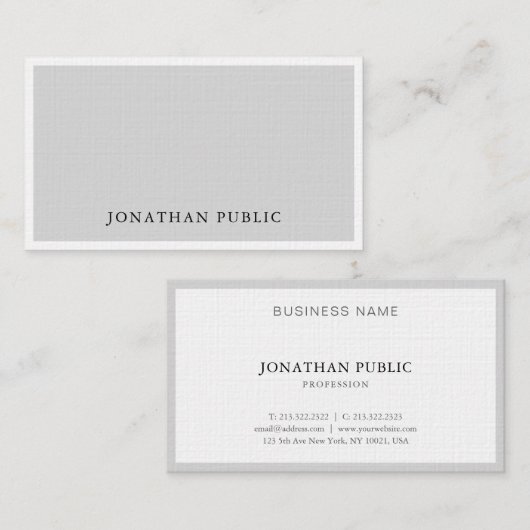 Elegant minimalistisch design grijs wit moderne lu visitekaartje (Voorkant / Achterkant)