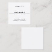 Elegant minimalistisch design Moderne B&W-standaar Vierkante Visitekaartje (Voorkant / Achterkant)