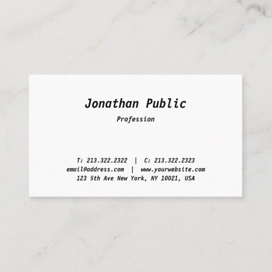 Elegant minimalistisch design, professioneel moder visitekaartje (Achterkant)