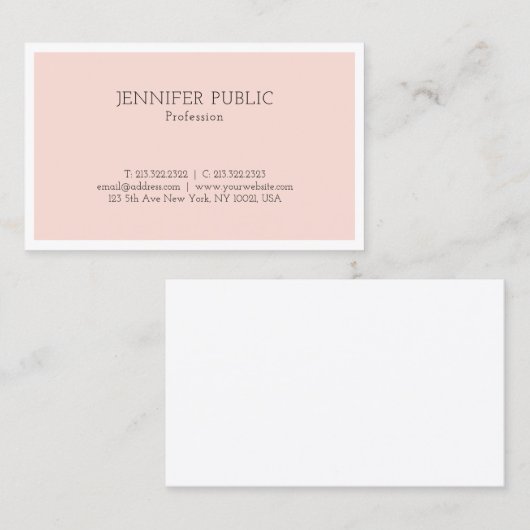 Elegant minimalistisch design Trendy Blush Pink Pl Visitekaartje (Voorkant / Achterkant)