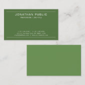 Elegant minimalistisch design Trendy Green Plain Visitekaartje (Voorkant / Achterkant)