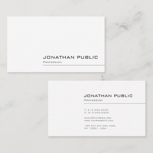 Elegant minimalistisch design Trendy Plain Modern Visitekaartje (Voorkant / Achterkant)