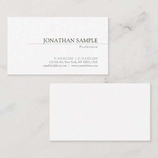 Elegant minimalistisch design Trendy Plain Modern Visitekaartje (Voorkant / Achterkant)