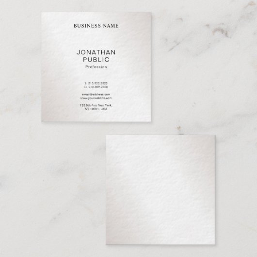 Elegant minimalistisch design, zilver, luxe look vierkante visitekaartje (Voorkant / Achterkant)