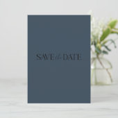 Elegant minimalistisch donker Blauwgroen blauw fot Save The Date (Staand voorkant)
