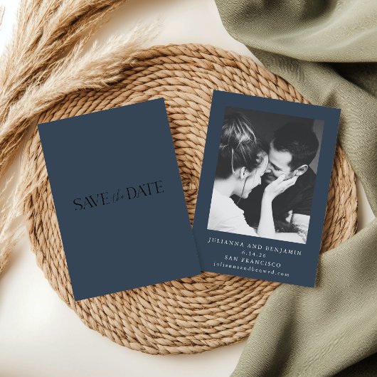 Elegant minimalistisch donker Blauwgroen blauw fot Save The Date