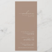 Elegant minimalistisch donker Taupe Wedding Progra Menu (Voorkant)