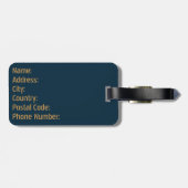 Elegant minimalistisch donkerdenim blauw monogram  bagagelabel (Achterkant horizontaal)