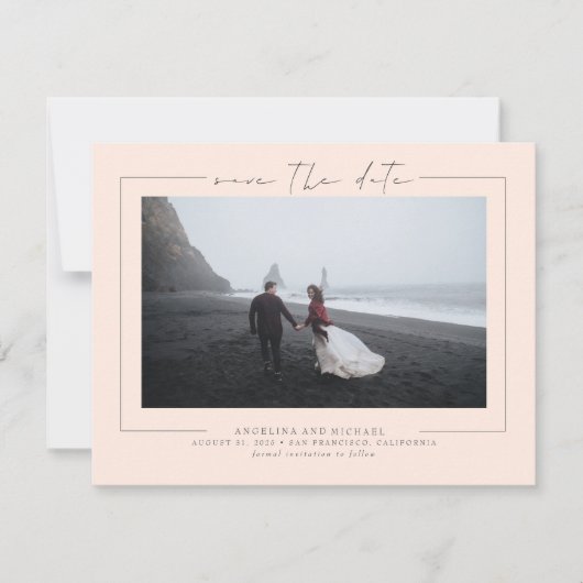Elegant minimalistisch donkere peach Save the Date (Voorkant)