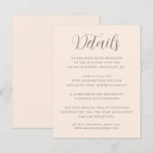 Elegant minimalistisch dubbelroze bruiloft - detai informatiekaartje (Voorkant / Achterkant)