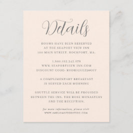Elegant minimalistisch dubbelroze bruiloft - detai informatiekaartje