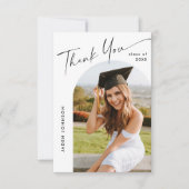 Elegant minimalistisch eenvoudig Afstuderen 2 foto Bedankkaart (Voorkant)