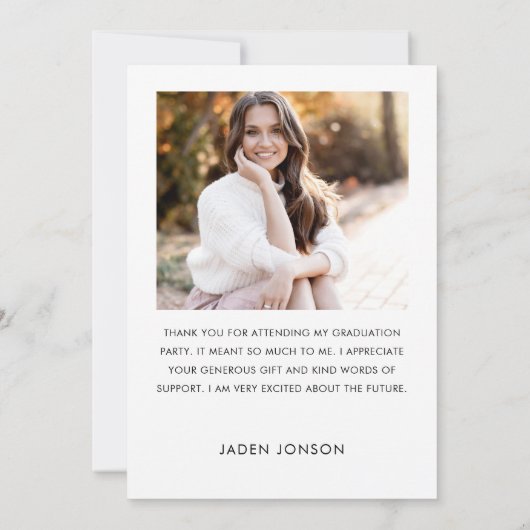 Elegant minimalistisch eenvoudig Afstuderen 2 foto Bedankkaart (Achterkant)