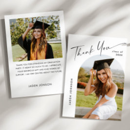 Elegant minimalistisch eenvoudig Afstuderen 2 foto Bedankkaart
