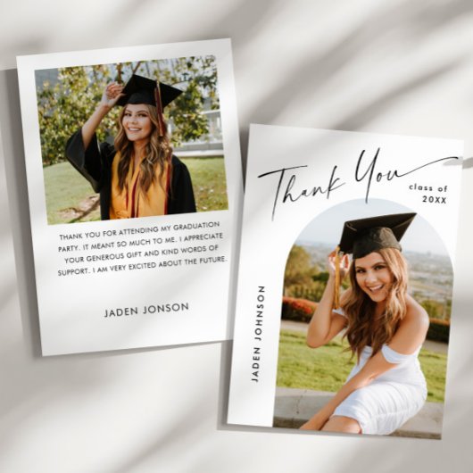 Elegant minimalistisch eenvoudig Afstuderen 2 foto Bedankkaart