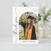 Elegant minimalistisch eenvoudig Afstuderen 2 foto Bedankkaart (Staand voorkant)