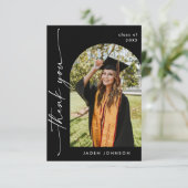 Elegant minimalistisch eenvoudig Afstuderen 2 foto Bedankkaart (Staand voorkant)