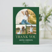 Elegant minimalistisch eenvoudig Afstuderen 4 foto Bedankkaart (Staand voorkant)