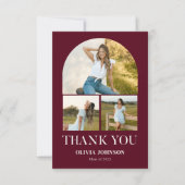 Elegant minimalistisch eenvoudig Afstuderen 4 foto Bedankkaart (Voorkant)