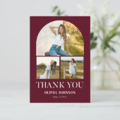 Elegant minimalistisch eenvoudig Afstuderen 4 foto Bedankkaart (Staand voorkant)