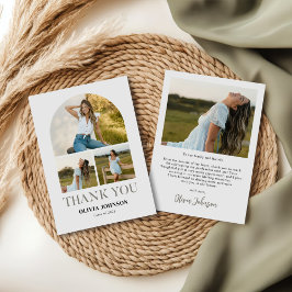 Elegant minimalistisch eenvoudig Afstuderen 4 foto Bedankkaart