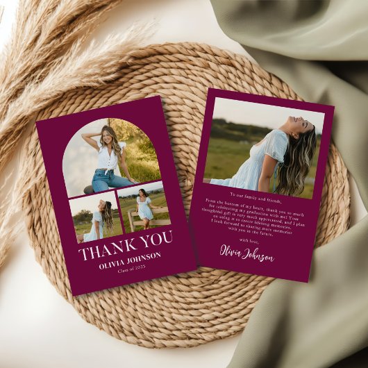 Elegant minimalistisch eenvoudig Afstuderen 4 foto Bedankkaart