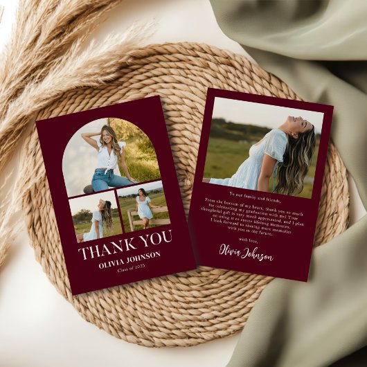 Elegant minimalistisch eenvoudig Afstuderen 4 foto Bedankkaart