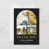 Elegant minimalistisch eenvoudig Afstuderen 4 foto Bedankkaart (Voorkant)