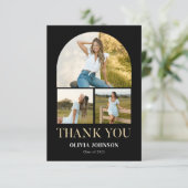 Elegant minimalistisch eenvoudig Afstuderen 4 foto Bedankkaart (Staand voorkant)