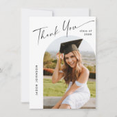 Elegant minimalistisch eenvoudig Afstuderen 4 foto Bedankkaart (Voorkant)