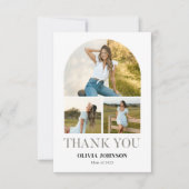 Elegant minimalistisch eenvoudig Afstuderen 4 foto Bedankkaart (Voorkant)