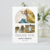 Elegant minimalistisch eenvoudig Afstuderen 4 foto Bedankkaart (Staand voorkant)