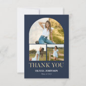 Elegant minimalistisch eenvoudig Afstuderen 4 foto Bedankkaart (Voorkant)