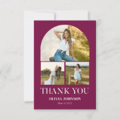 Elegant minimalistisch eenvoudig Afstuderen 4 foto Bedankkaart (Voorkant)