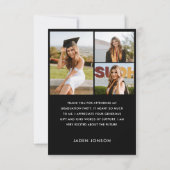 Elegant minimalistisch eenvoudig Afstuderen 4 foto Bedankkaart (Achterkant)