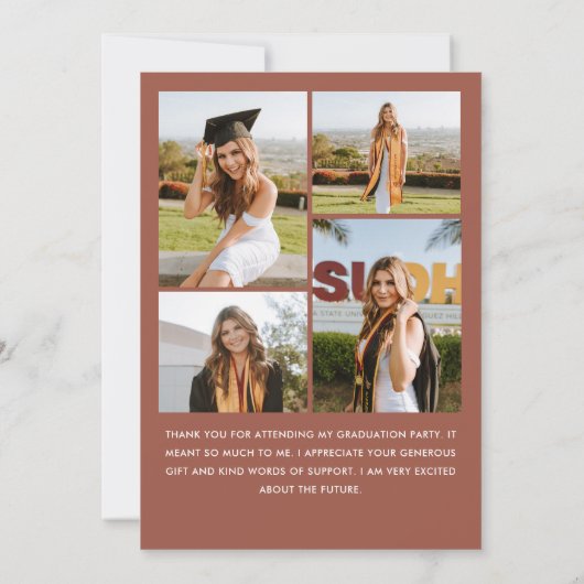 Elegant minimalistisch eenvoudig Afstuderen 5 foto Bedankkaart (Achterkant)