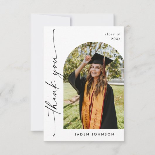 Elegant minimalistisch eenvoudig Afstuderen 5 foto Bedankkaart (Voorkant)